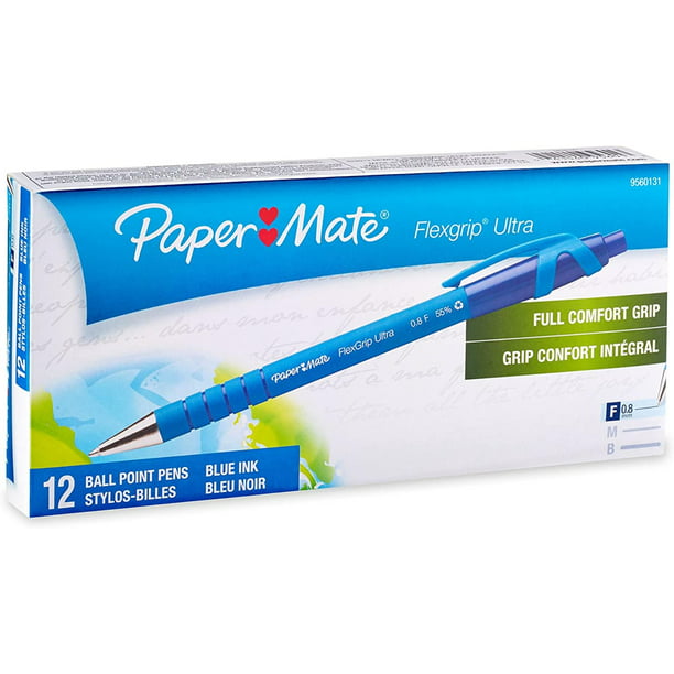 PaperMate FlexGrip Ultra RT Retractable Comfort Grip Ball Point Pens 1.0mm BLUE